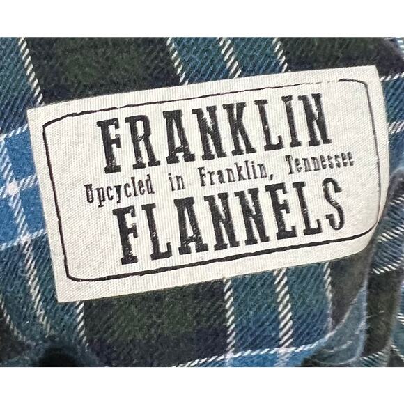 Franklin Flannels Shirt Vintage Bleach Distressed Blue Ombré Button Front 2XL - Picture 6 of 6